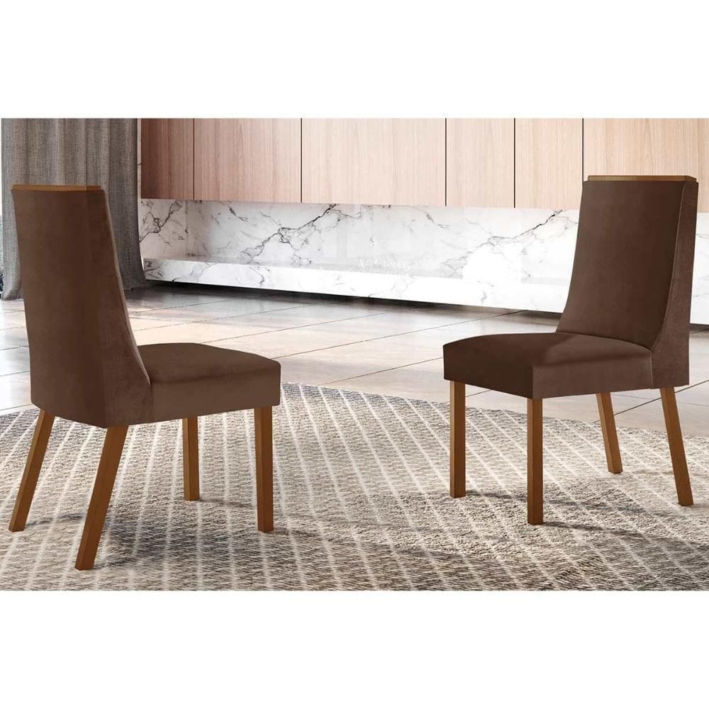 Kit 2 Cadeiras De Cozinha Dakota 2 Un Imbuia - Naturalle-suede Marrom - Rufato