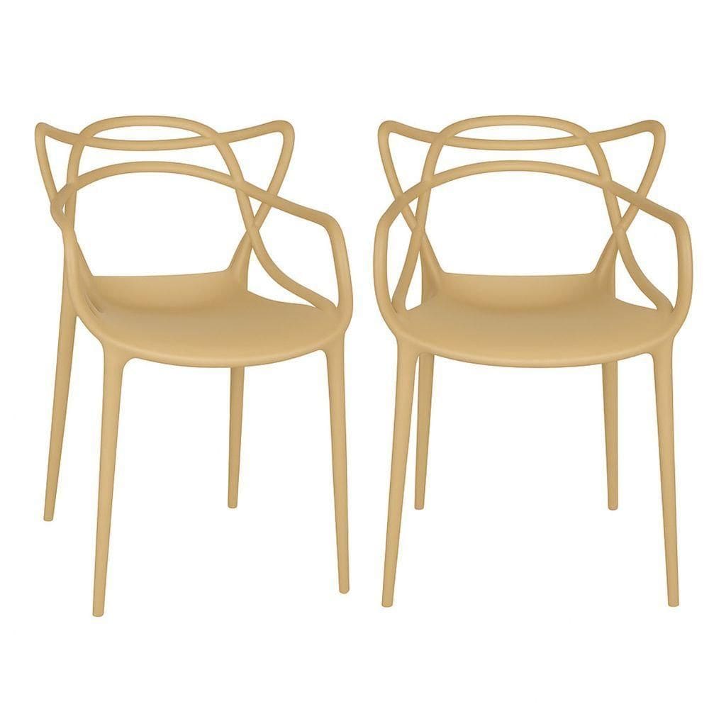 Kit 2 Cadeiras Cozinha Design Empilhável Cor:nude