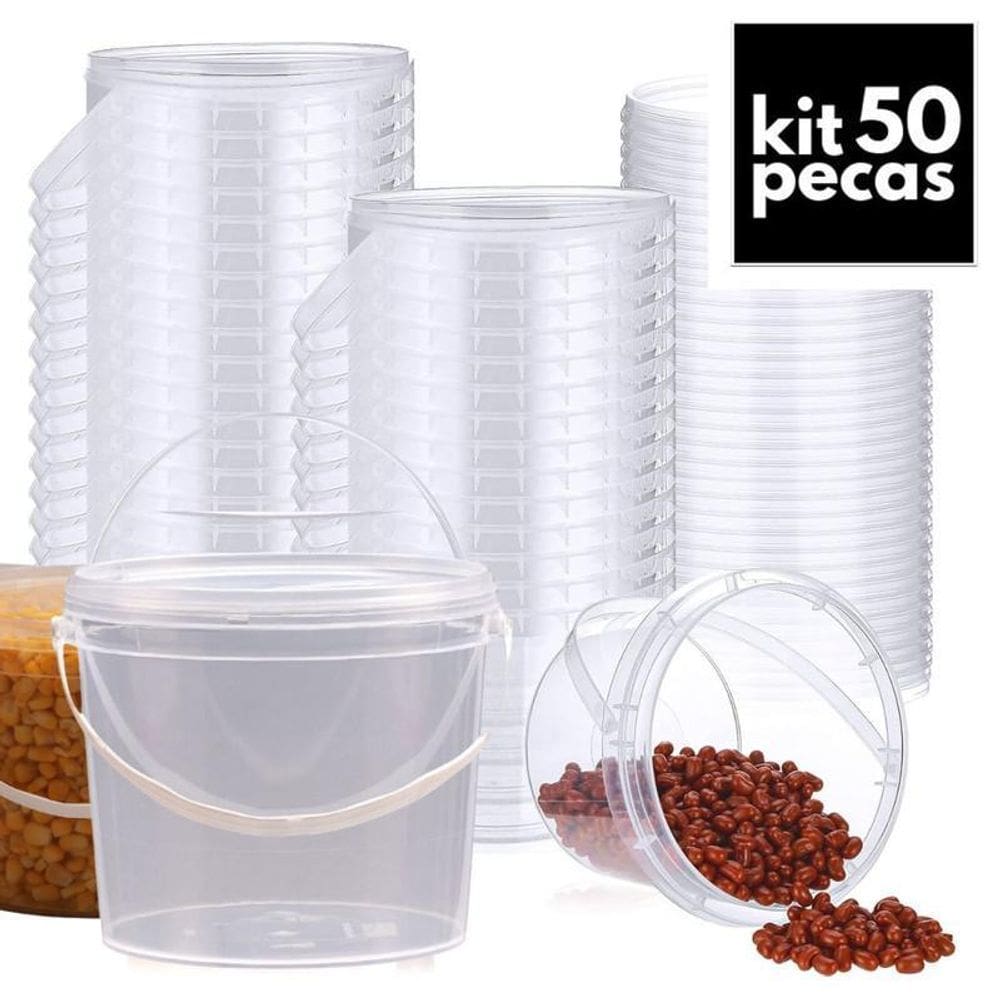 Balde Plástico 1.8L Transparente 50 Pçs