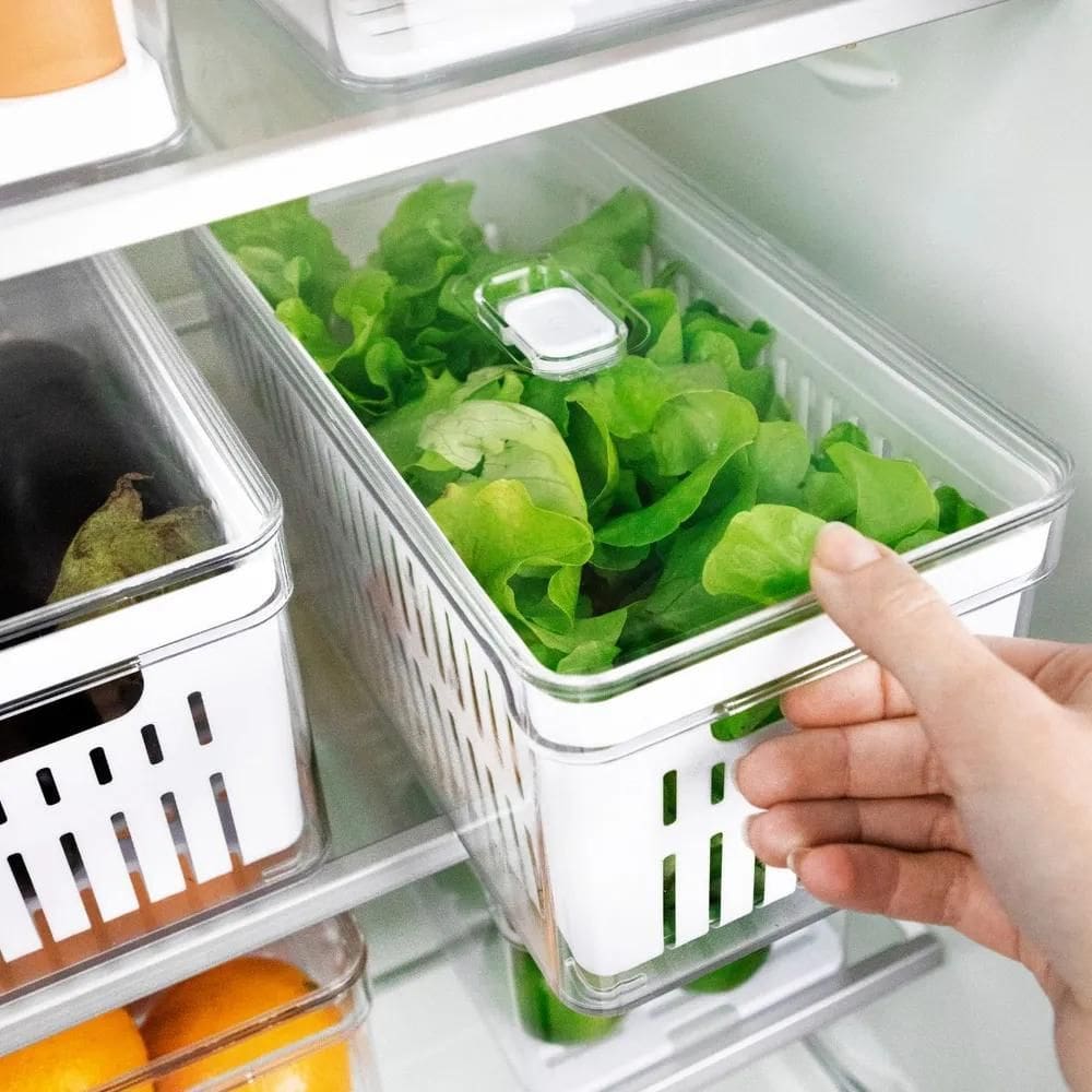 Organizador Clear Fresh Com Cesto Geladeira 5L Fruta Legumes