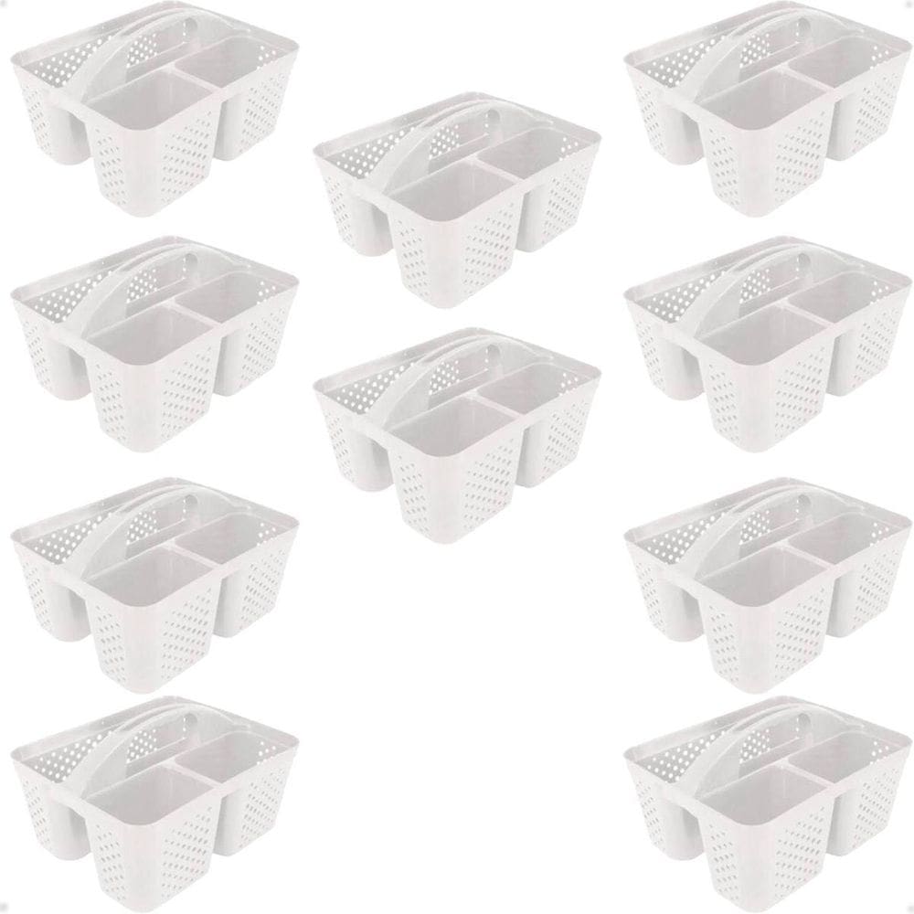 Kit 10 Cesto Cestinha Organizadora Multiuso Com Alça Branco