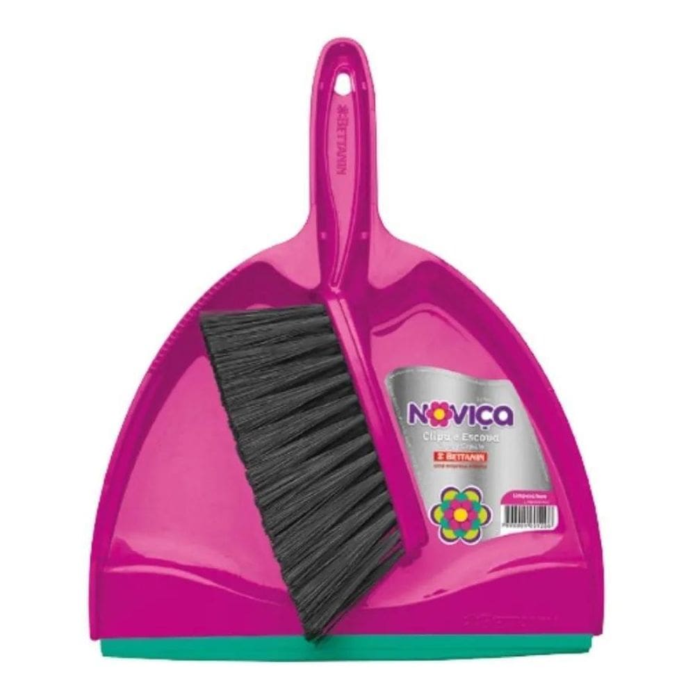 2X Pá De Lixo Com Escova Clipá - Bt120 Noviça Rosa