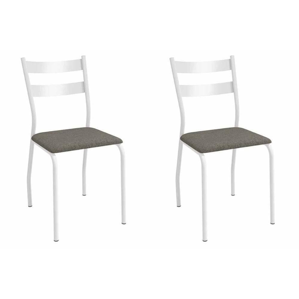 Kit 2 Cadeiras De Cozinha Bali 2c141br Aço 2 Un Branco-linho Escuro - Kappesberg