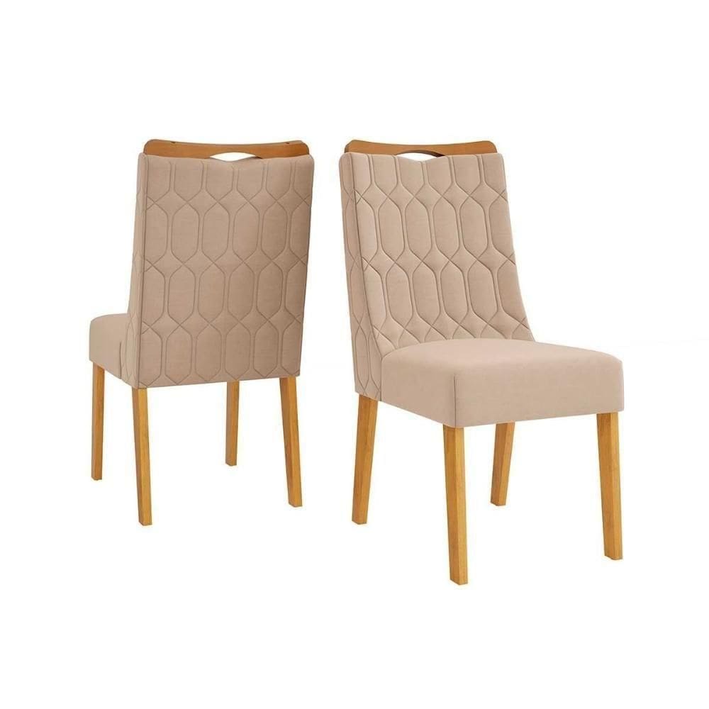 Kit 2 Cadeiras De Cozinha Bia Cedro-suede Kraft Bege - Dj Móveis