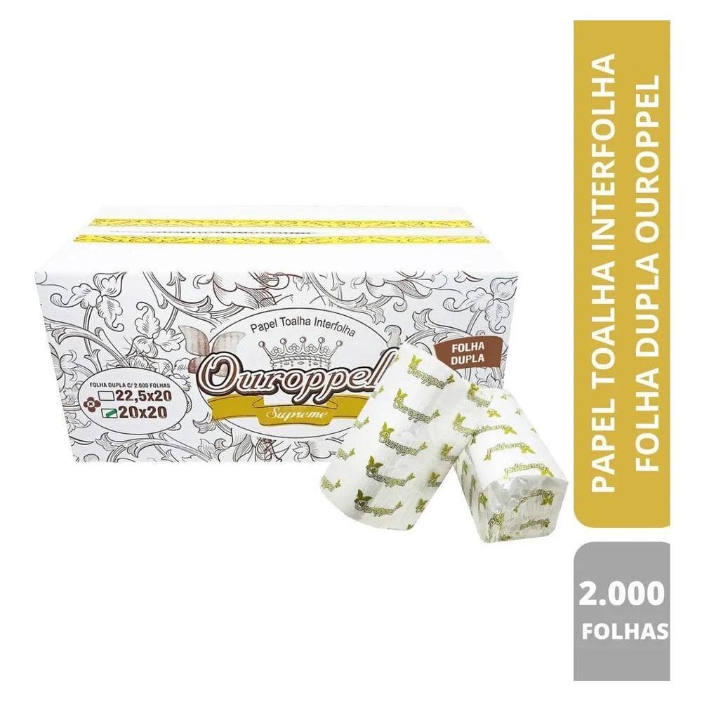 Papel Toalha Interfolha 2 Dobras Folha Dupla 22,5Cm X 20Cm O