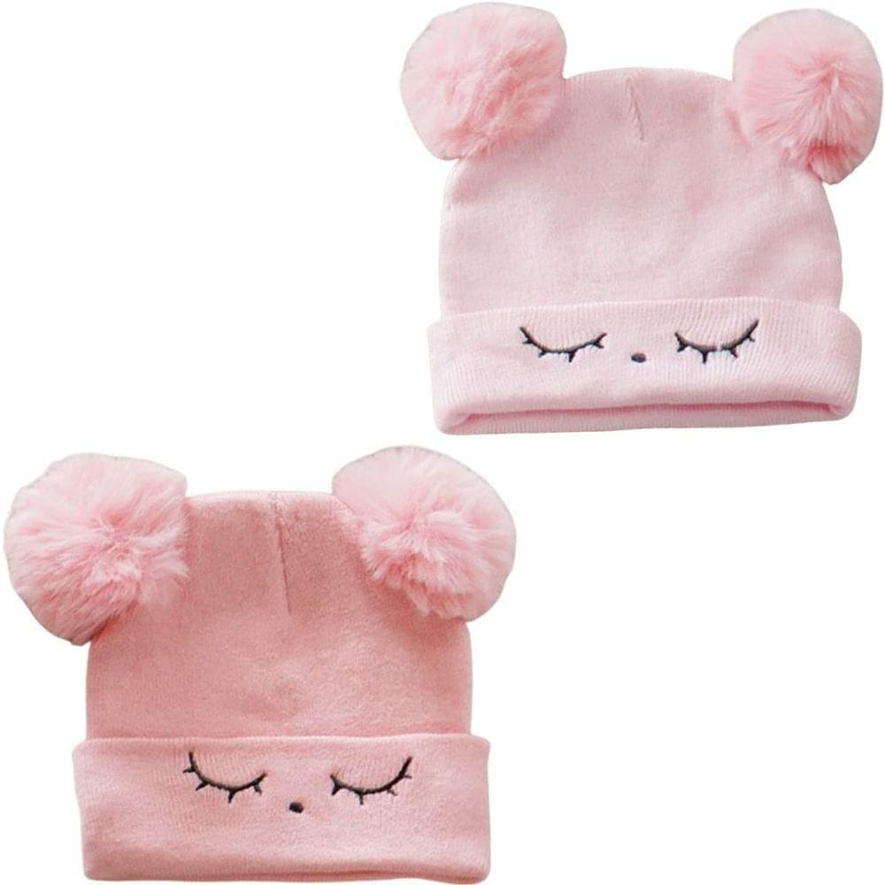 Kit 2 Gorro Funny Para Bebê 36cm A 48cm Rosa-rosa Velho
