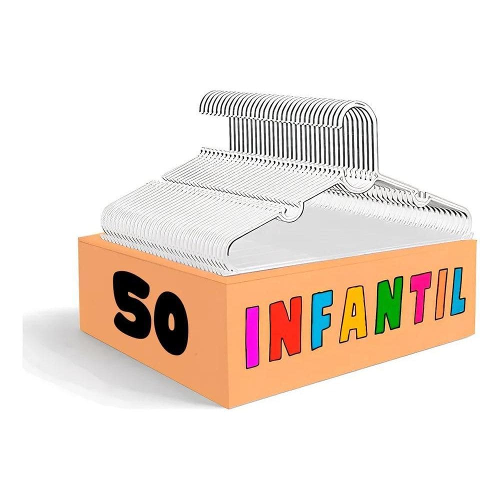 Cabide Infantil Acrilico Kit 50 Transparente Slim Gm Godinho