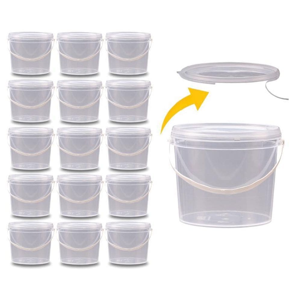 Balde Para Motocicletas 2.2 Litros Com Tampa - Kit 15 Pçs