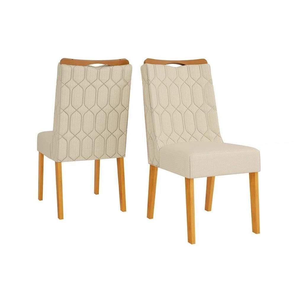 Kit 2 Cadeiras De Cozinha Bia Cedro-linho Neve - Dj Móveis