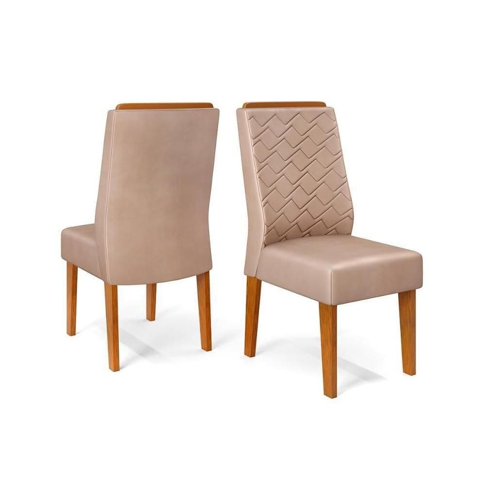 Kit 2 Cadeiras De Cozinha Lidia 2 Un Freijó-suede Kraft Bege - Dj Móveis