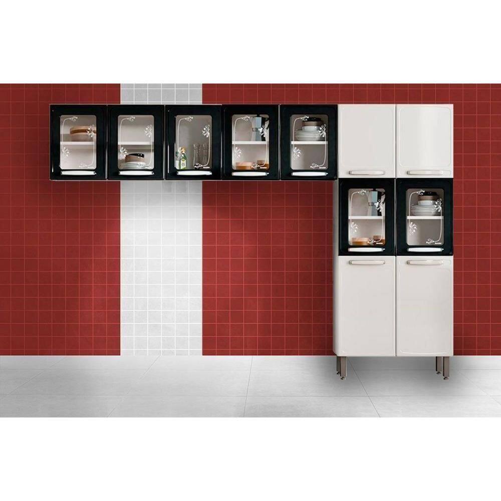 Cozinha Modulada Bertolini Evidence 3 Peças (2aéreos+1paneleiro) Cpt61 Branco-preto-bertolini