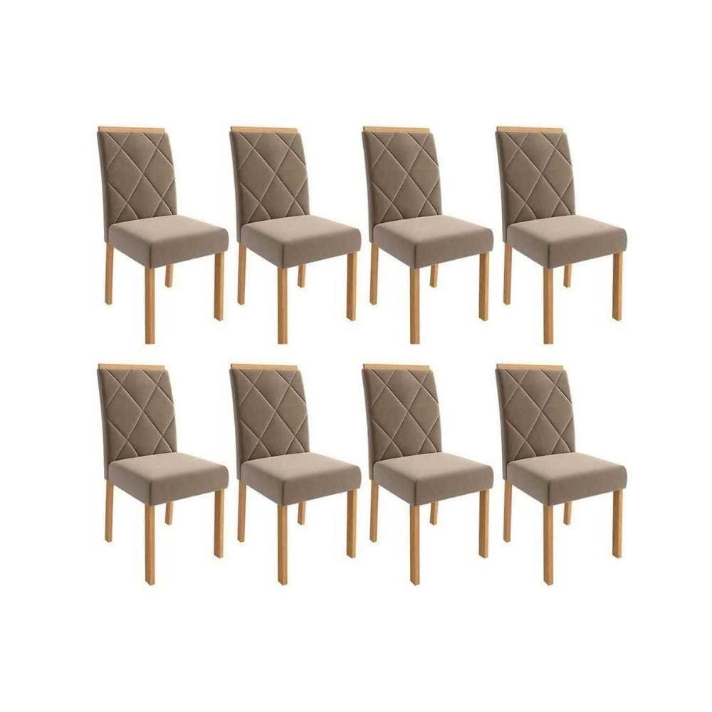 Kit 8 Cadeiras Sala Jantar Fernanda Wood 8 Un Carvalho-suede Joli Capuccino - Cimol