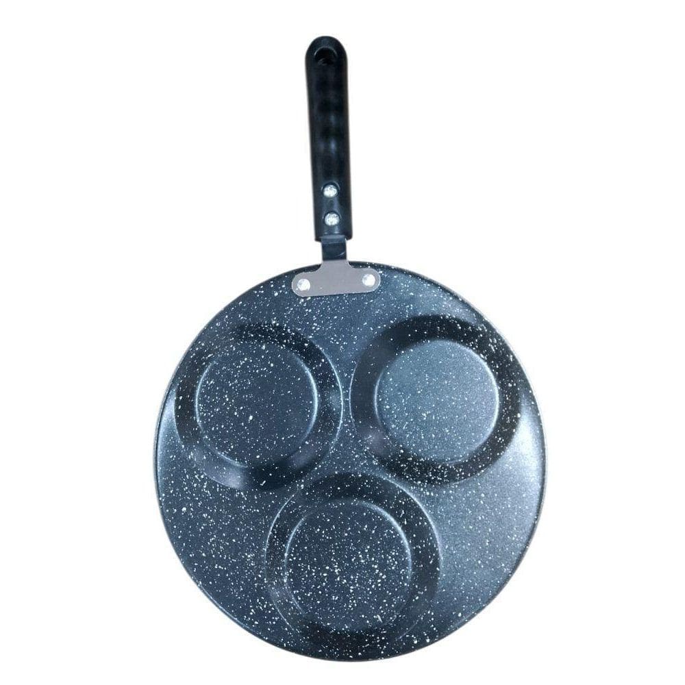 Frigideira Com 3 Divisórias Antiaderente Ovos 23Cm - Preta