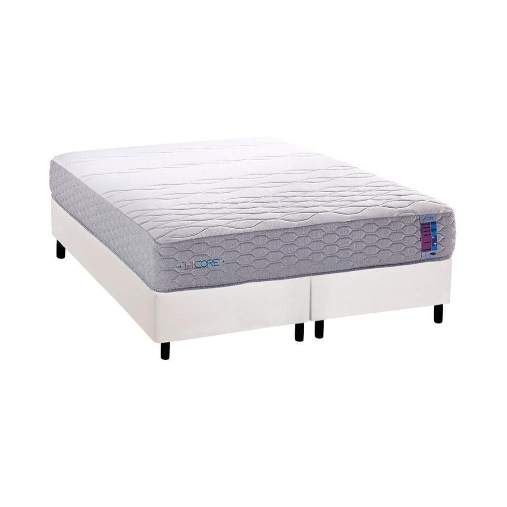 Cama Box Queen: Colchão Ortopédico Herval D33 - Ag 65 Feelcore + Base Crc Courano White (158x198)