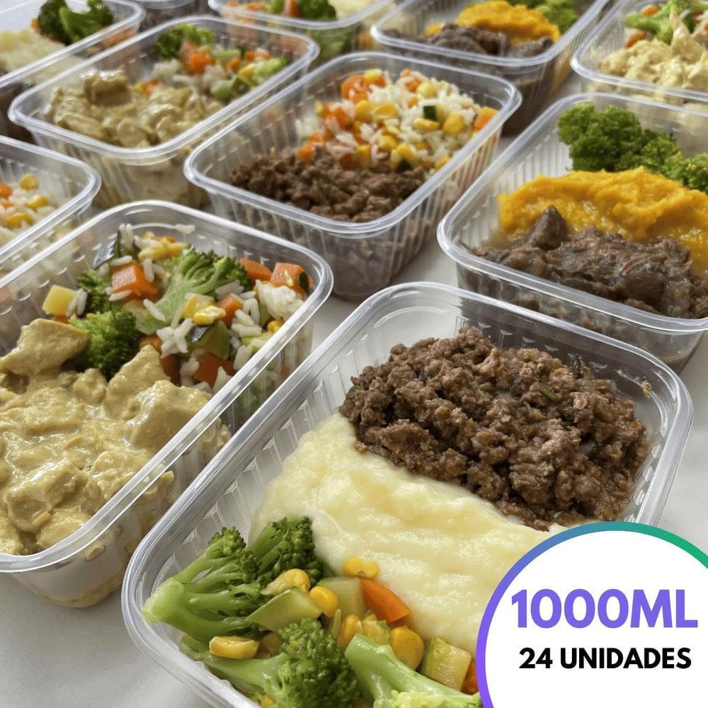 Kit 24 Unid. Pote Plastico Descartável 1000 Ml Microondas