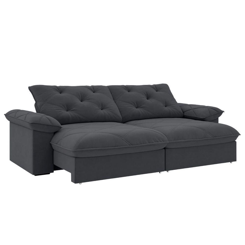 Sofá Retrátil E Reclinável 4 Lugares 2,60m Slim Amsterdã Cinza