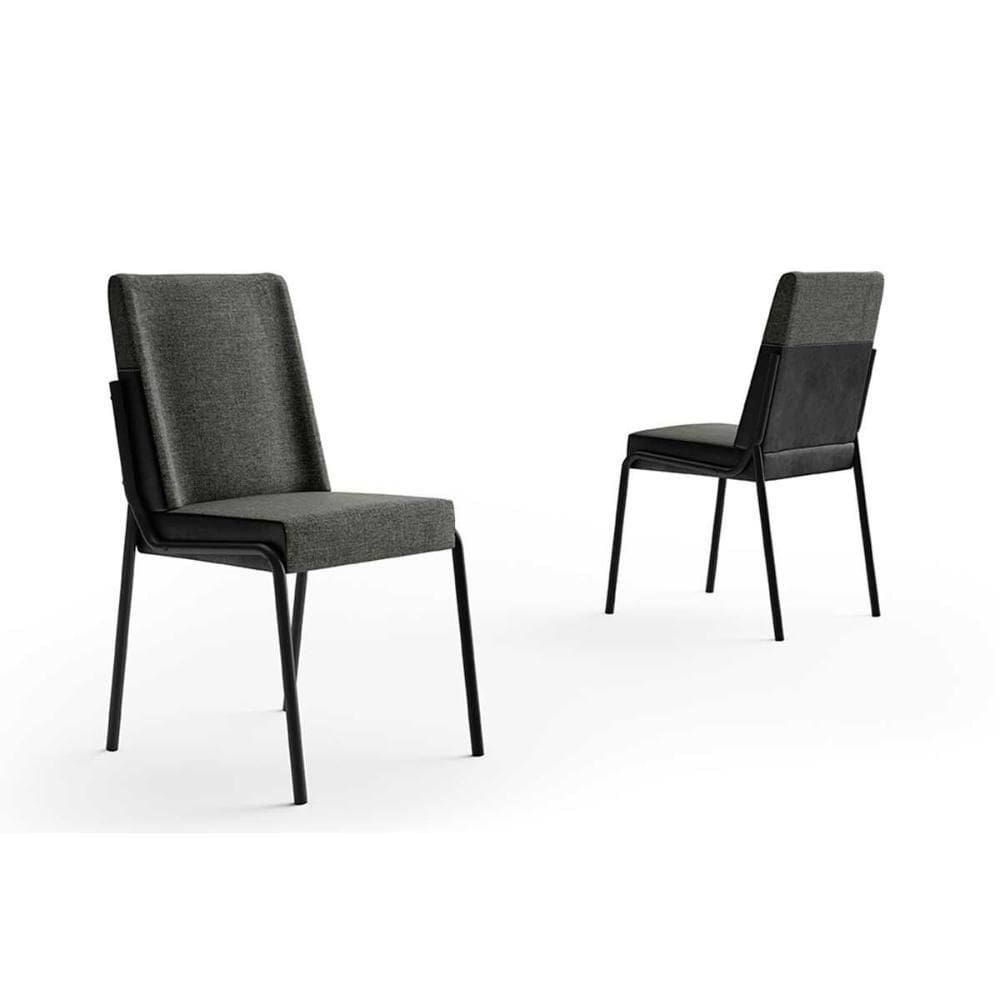 Kit 2 Cadeiras Sala Jantar Hug 1749 Aço 2 Uni Preto-linho Grafite-courano Preto - Carraro