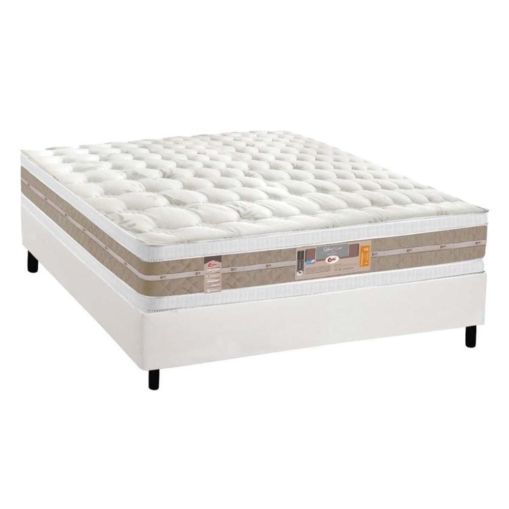 Cama Box Casal: Colchão Molas Ensacadas Castor Silver Star Air + Base Crc Courano White (138x188)