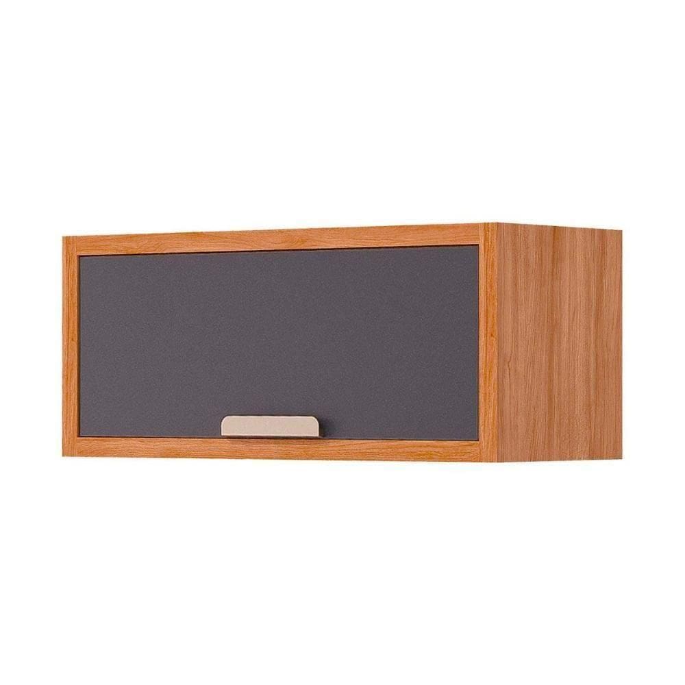 Armário Aéreo P- Cozinha Eloise Geladeira C- 1 Porta Basculante Riscada 80 Cm Cinamomo-titanium - Mgm