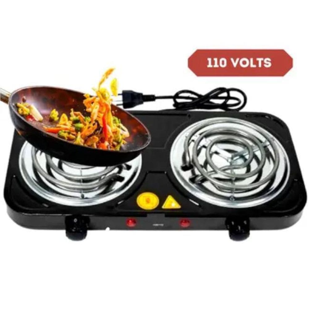 Super Fogão Cooktop Aspiral Elétrico Portátil 2 Bocas 2000W