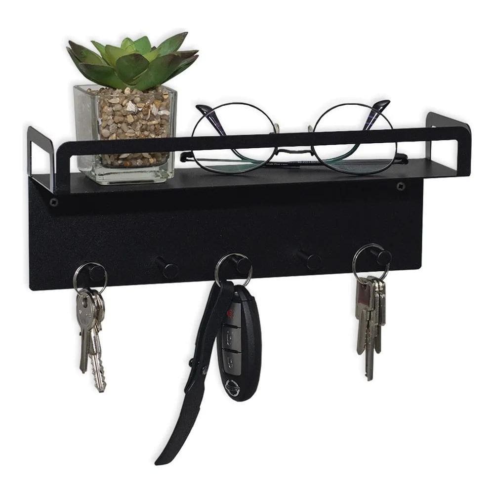 10X Suporte Porta Chaves Com Prateleira Para Decoração Aço