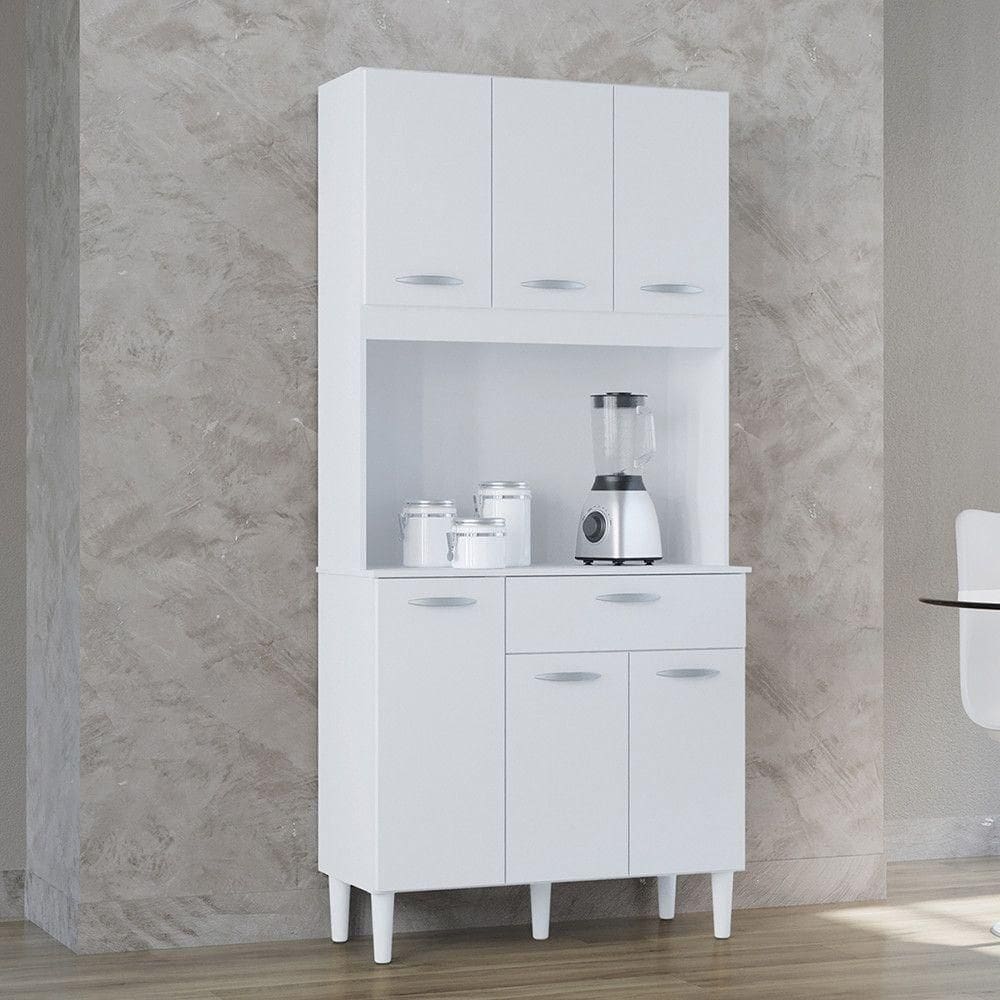 Cozinha Compacta Cassia 6 Portas 1 Gaveta Poquema Branco