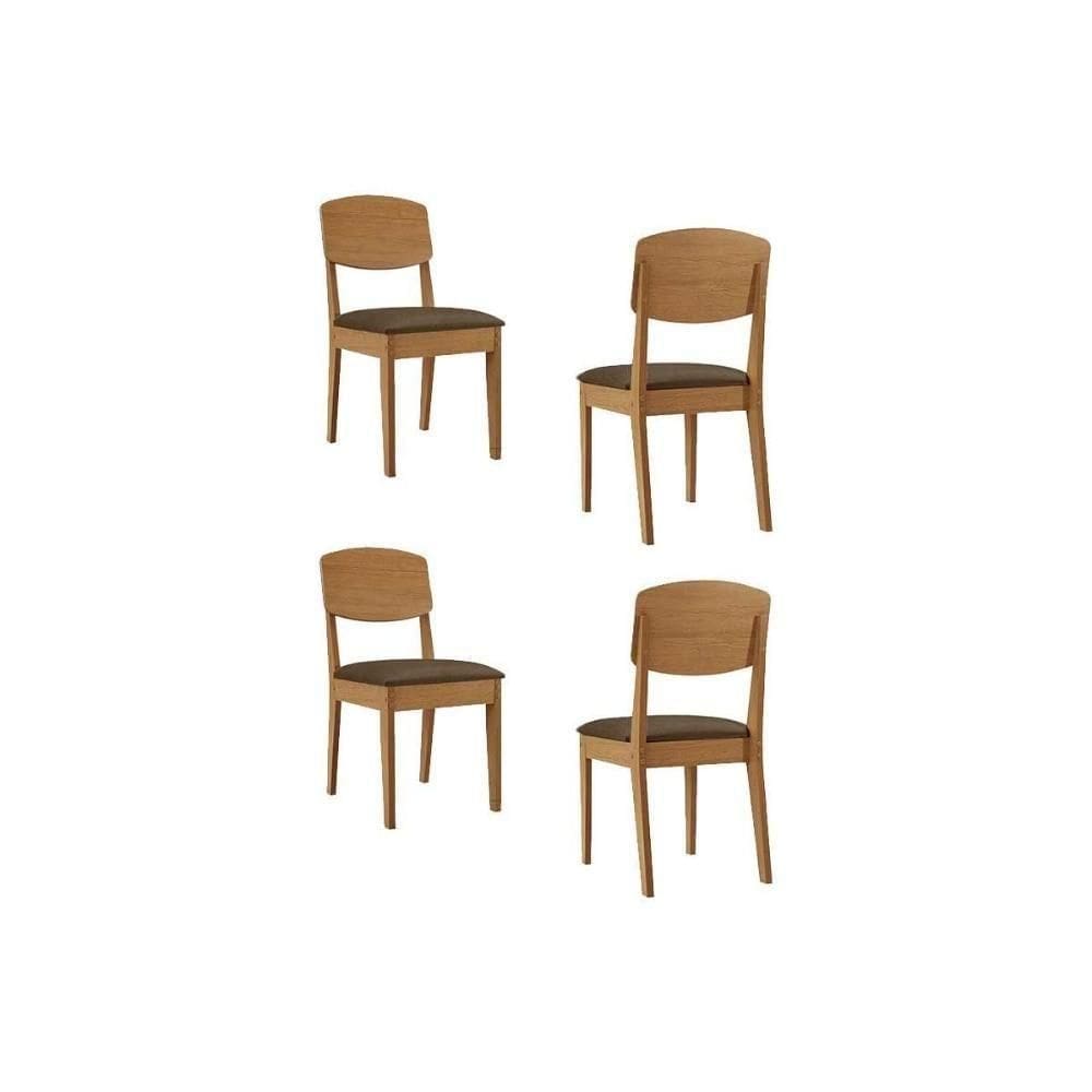 Kit 4 Cadeiras Sala Jantar Havana 4 Un Naturalle-suede Marrom - Rufato