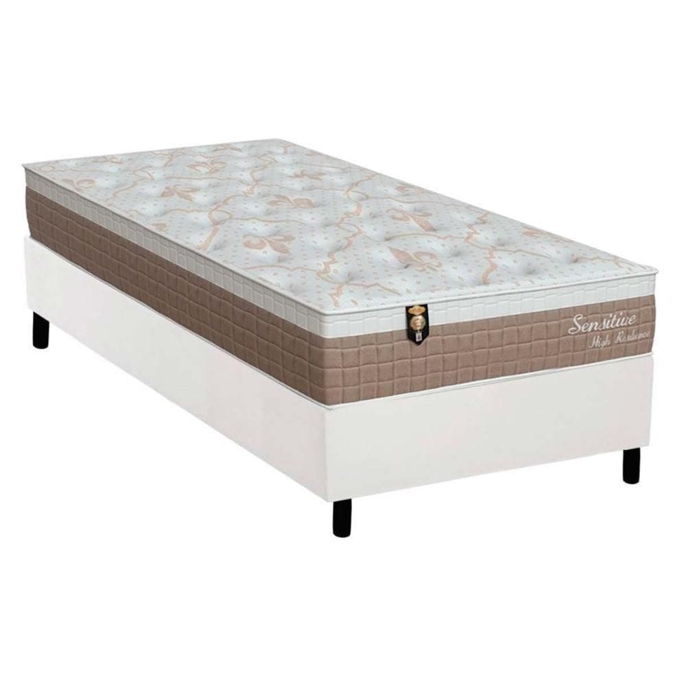 Cama Box Solteiro: Colchão Molas Ensacadas Orthoflex Sensitive + Base Crc Courano White (96x203)