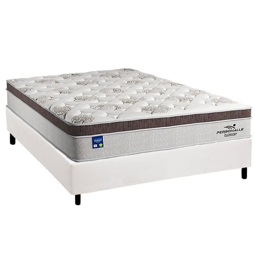 Cama Box Casal: Colchão Molas Ensacadas Plumatex Personalle + Base Crc Courano White (138x188)
