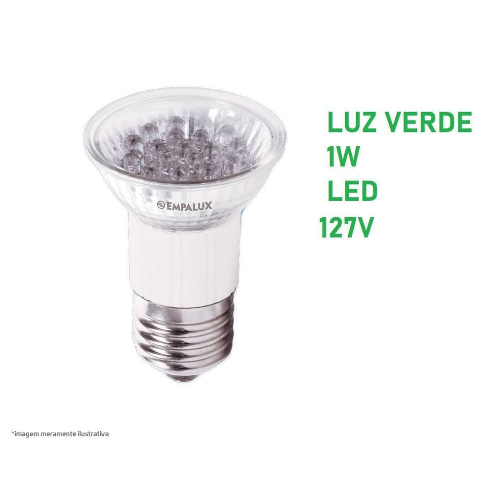 Lampada Led Verde 1W 127V E27 Dicroica Empalux