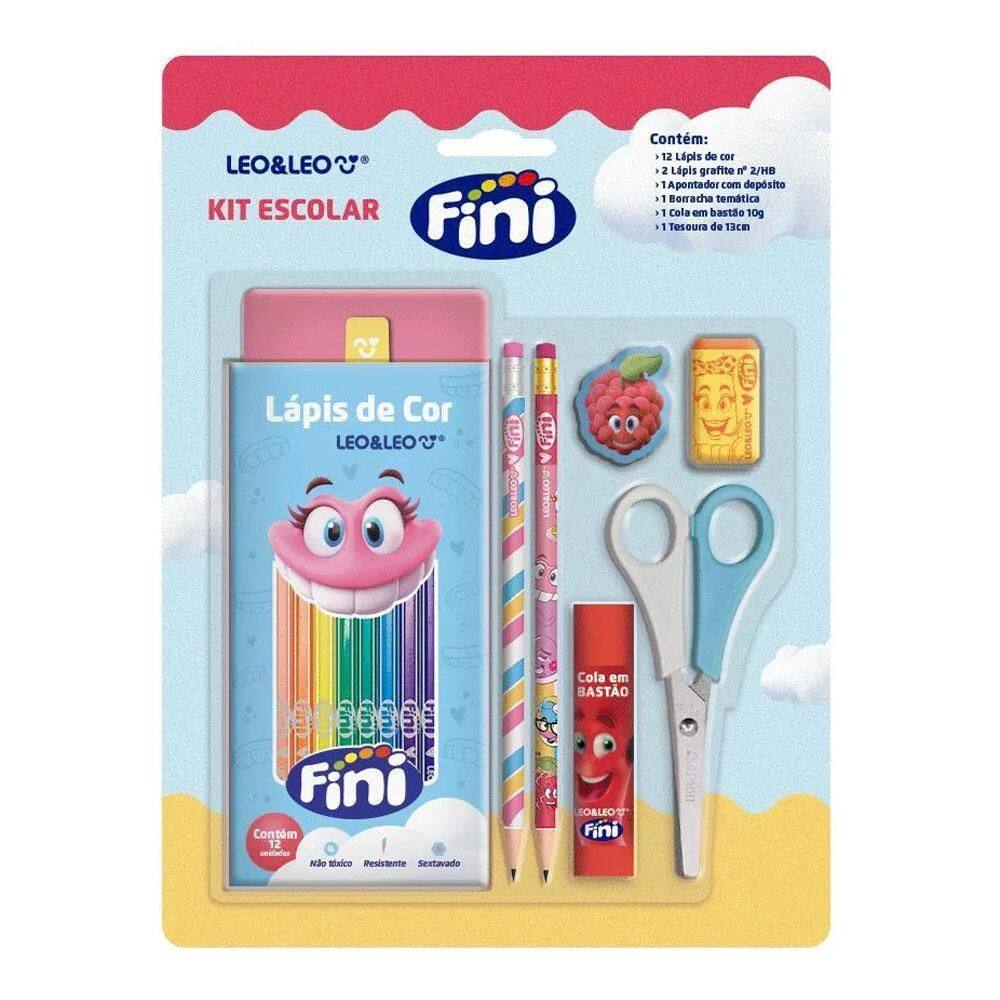 Kit Material Escolar Fini Leo & Leo 7 Itens Leonora