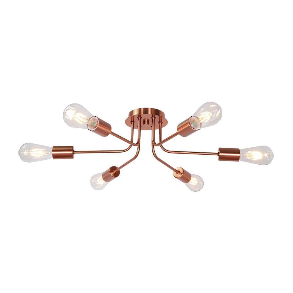 Plafon Aster 6 Hastes Rose | Iluminação Moderna