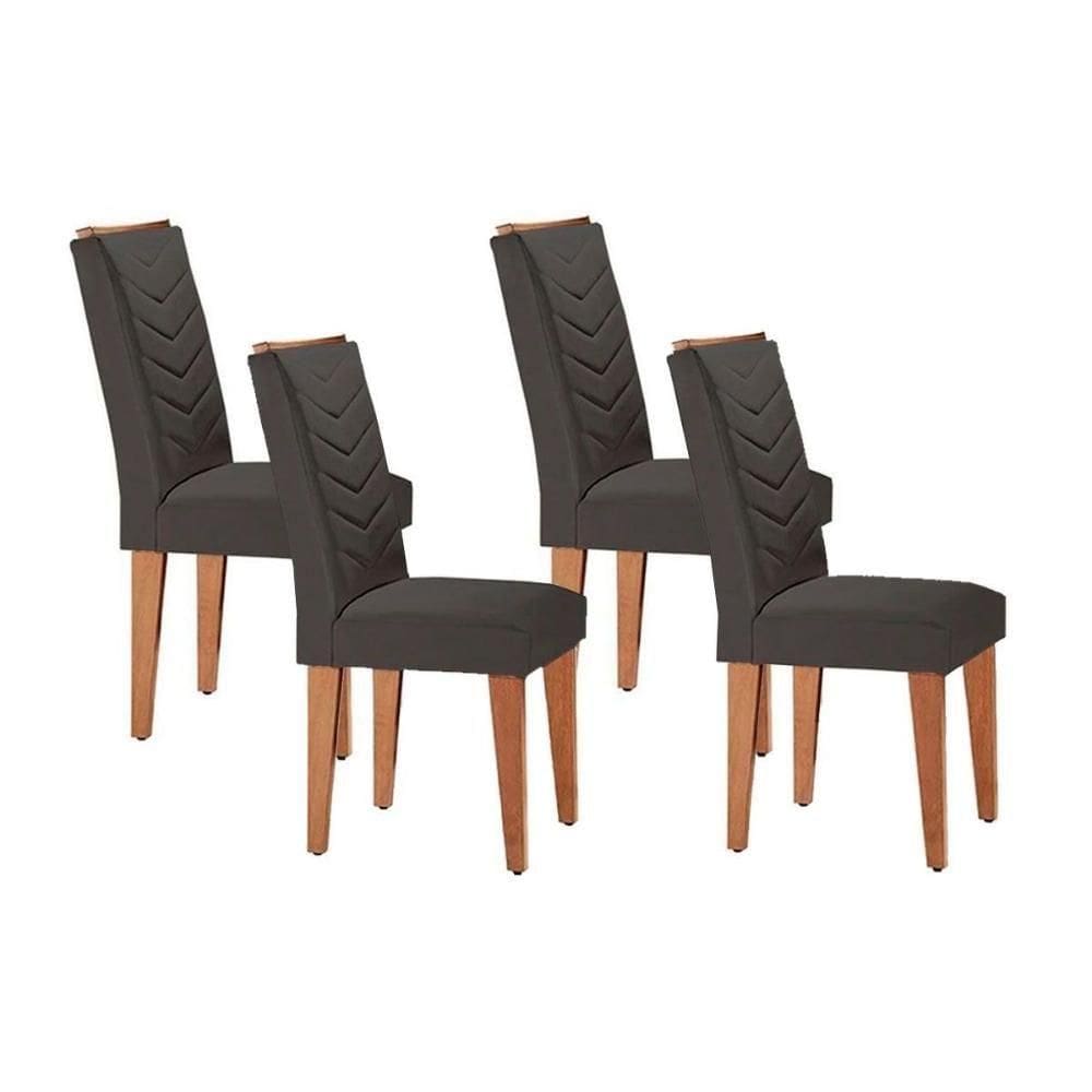 Kit 4 Cadeiras De Cozinha Londrina 4 Un Imbuia-linho Grafite - Rufato