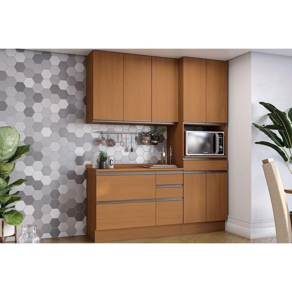 Cozinha Modulada Completa Maxxi 4 Peças (1aéreo+1balcão+1paneleiro+1complemento) C4p163 Canela - Kappesberg