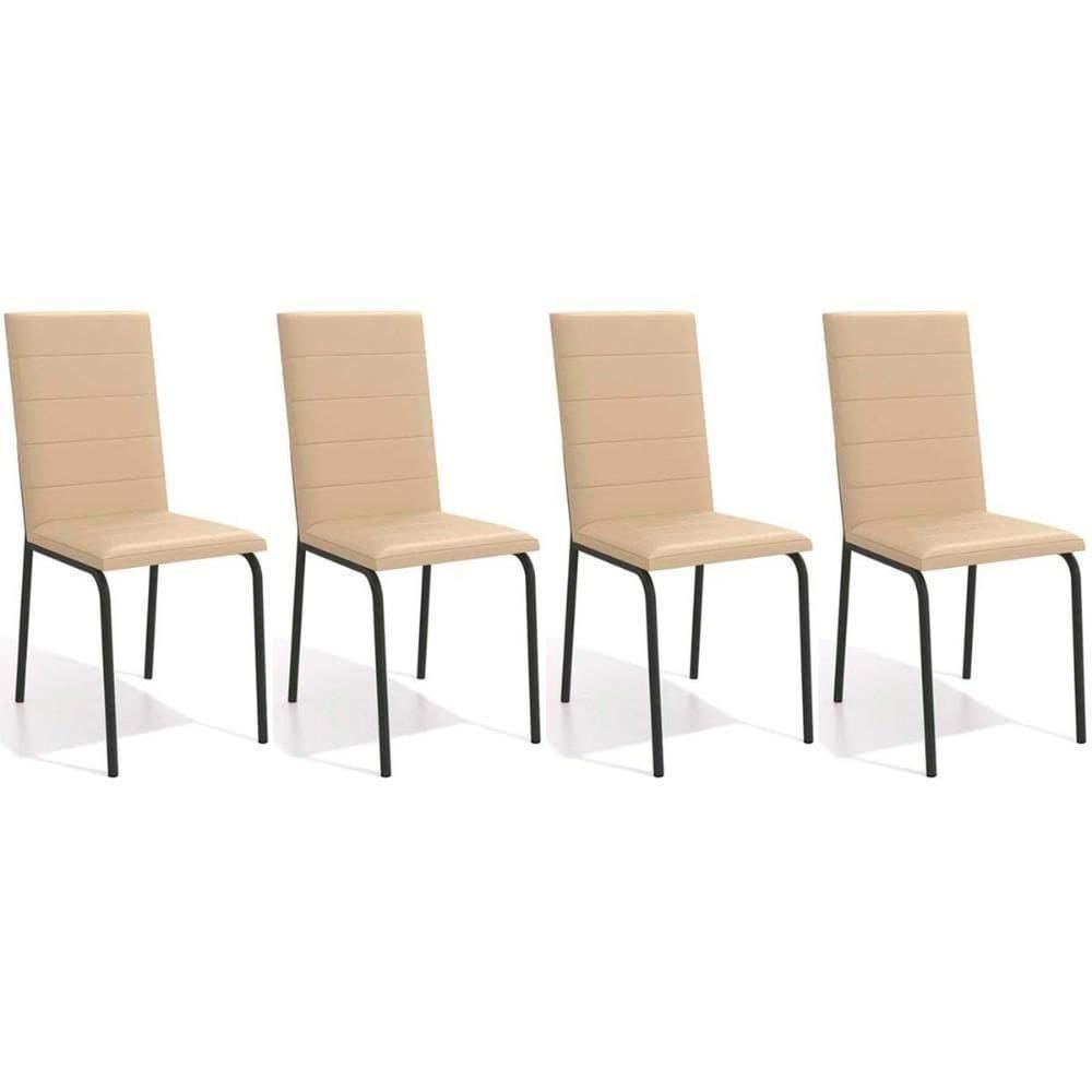 Kit 4 Cadeiras Sala Jantar Amsterdã C091prf Aço 4 Un Preto-corano Bege - Kappesberg