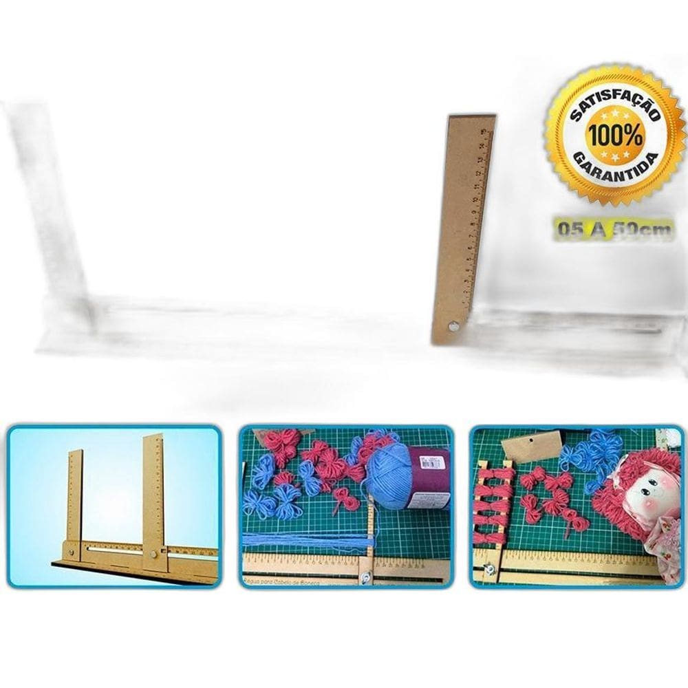 Regua Gabarito Cabelo De Boneca 50Cm Mdf Ate 15Cm De Altura