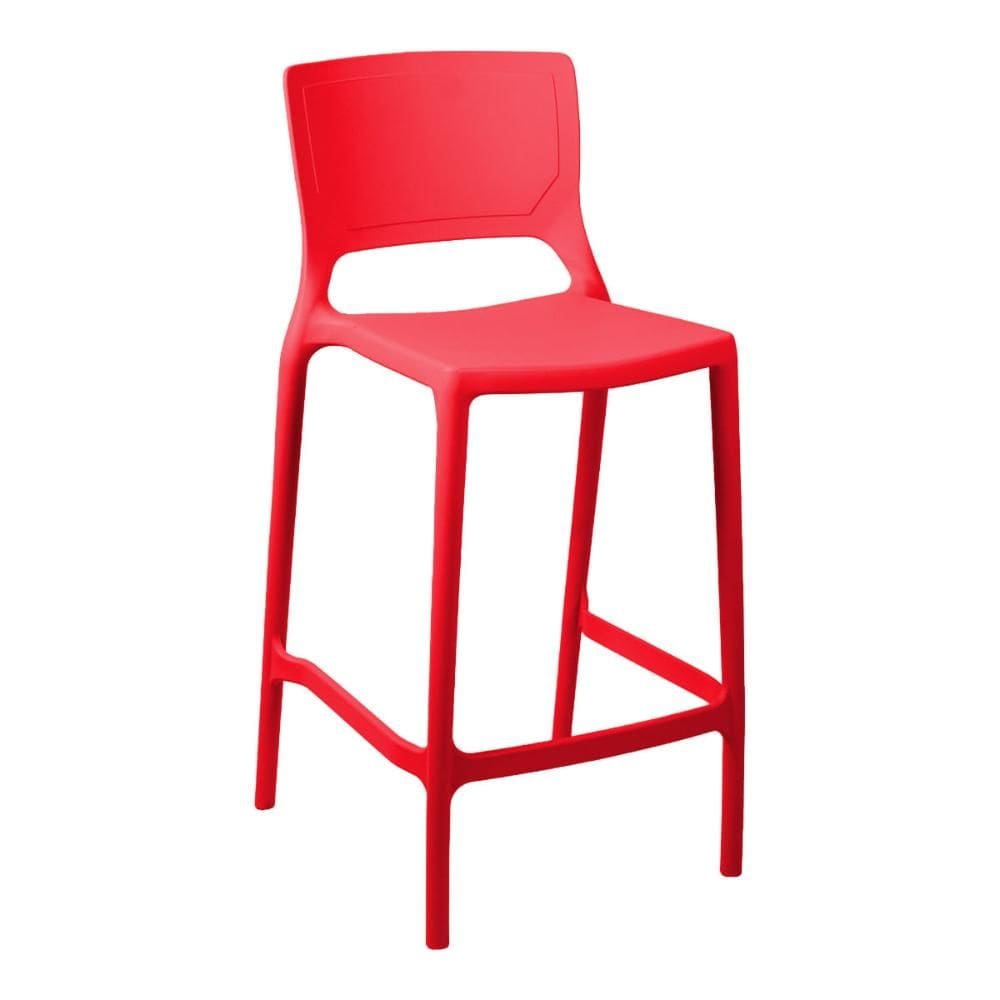Banqueta Alta Cozinha Vermelho Pastel Empilhável Urano em Polipropileno Acrilys