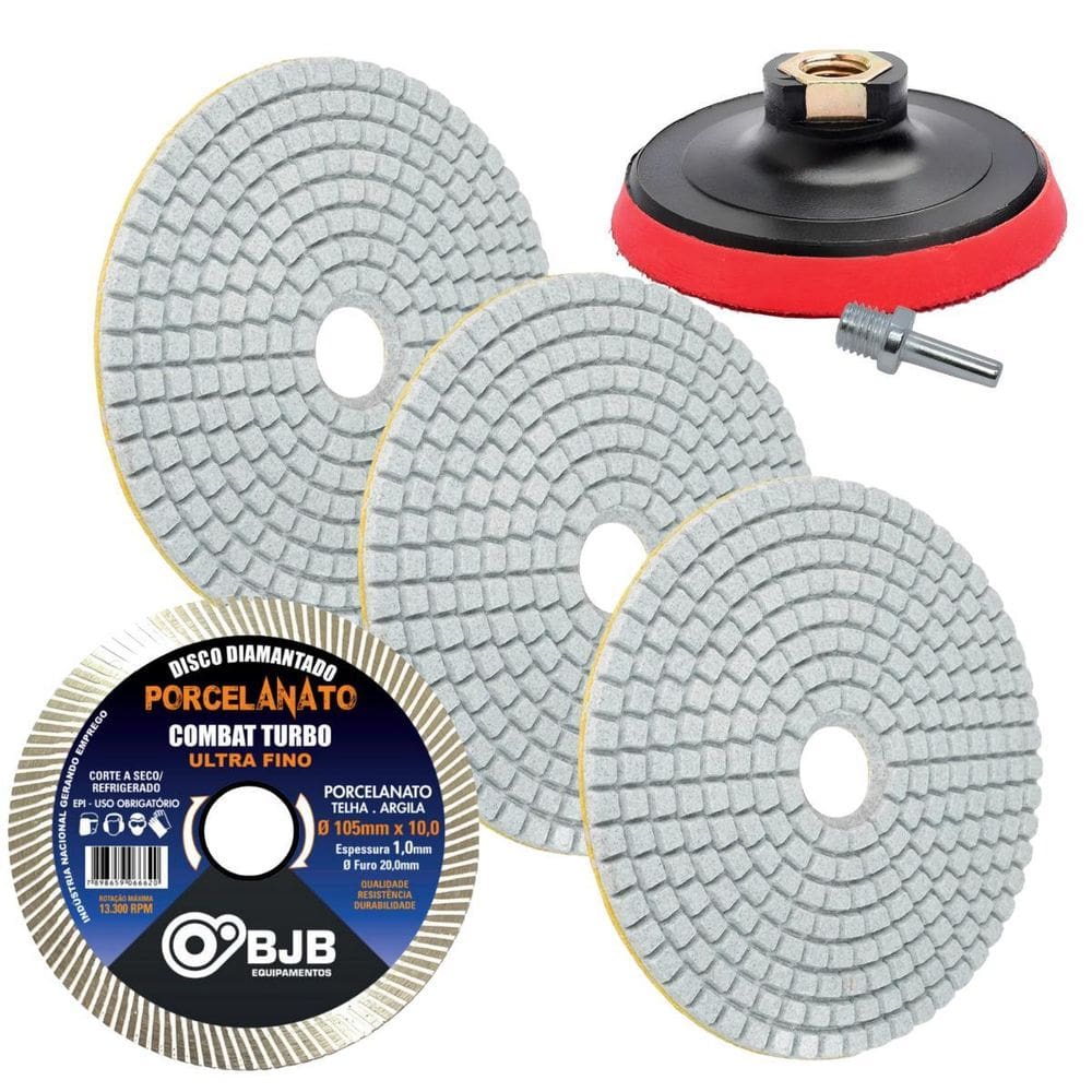 Kit Acabamento Polir 45 Graus 3 Lixas 1 Suporte 1 Disco