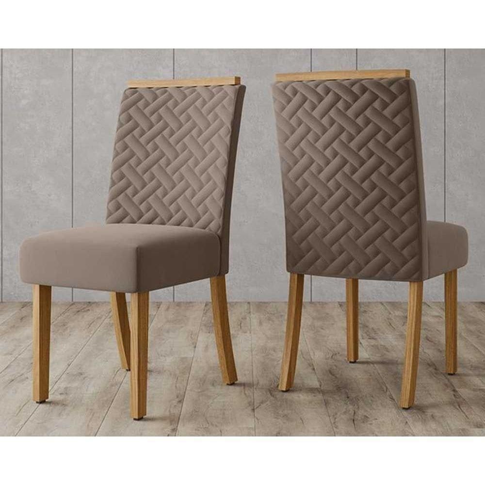 Kit 2 Cadeiras Sala Jantar Malu 2 Un Nature-suede Marrom Amendoa - Henn