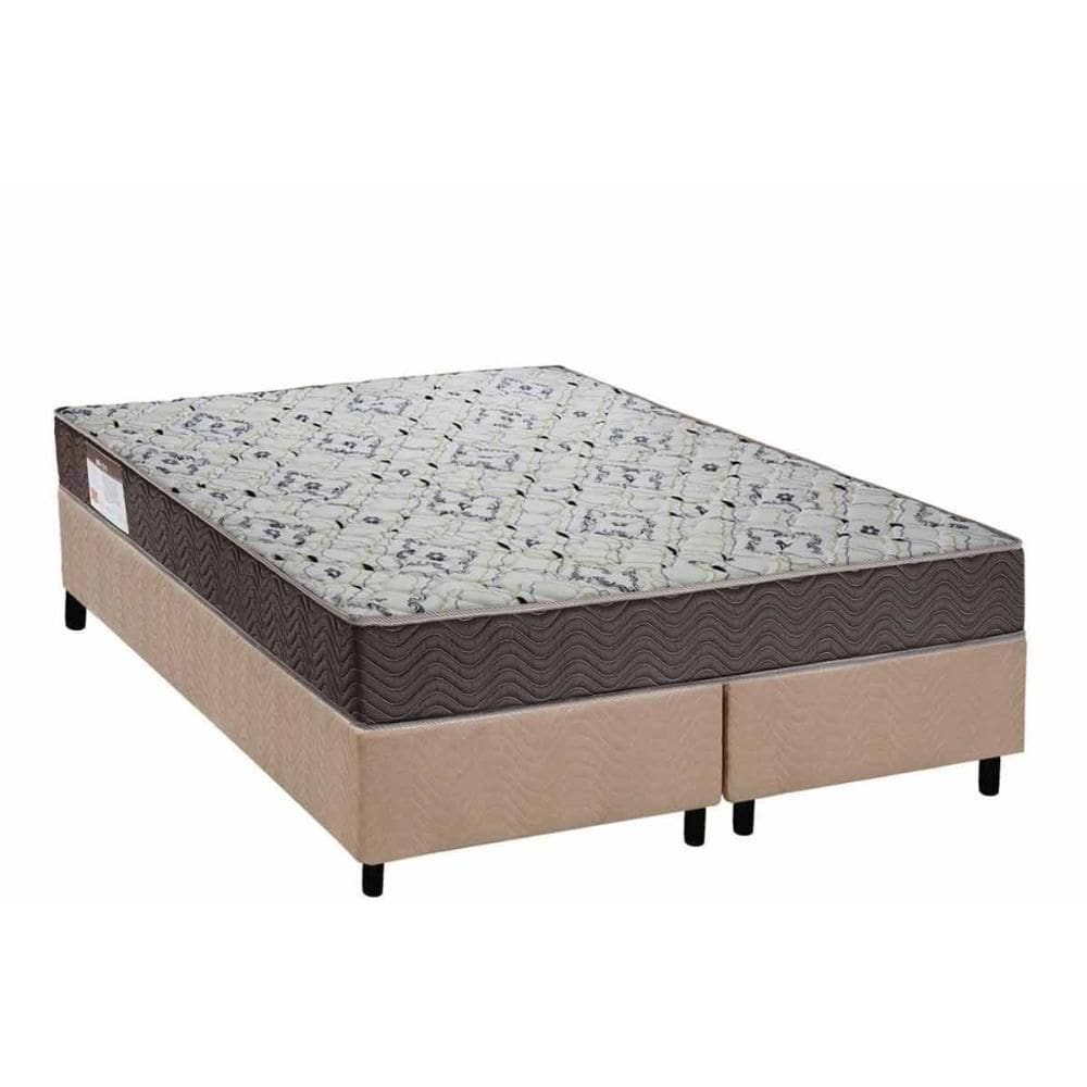 Cama Box Queen: Colchão Ortopédico Ortobom D45 Iso 150 Firme + Base Crc Suede Clean (158x198)