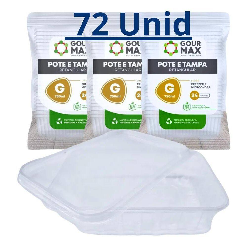 2X Pote Descartável 750Ml Freezer Microondas Marmita - 72 Un