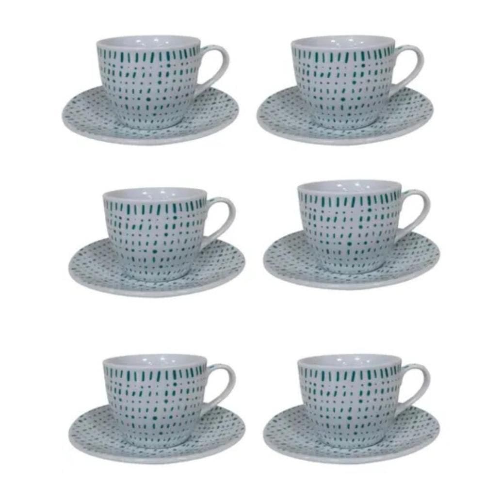 Jogo De Xícaras De Porcelana Com Pires 12 Peças 90Ml