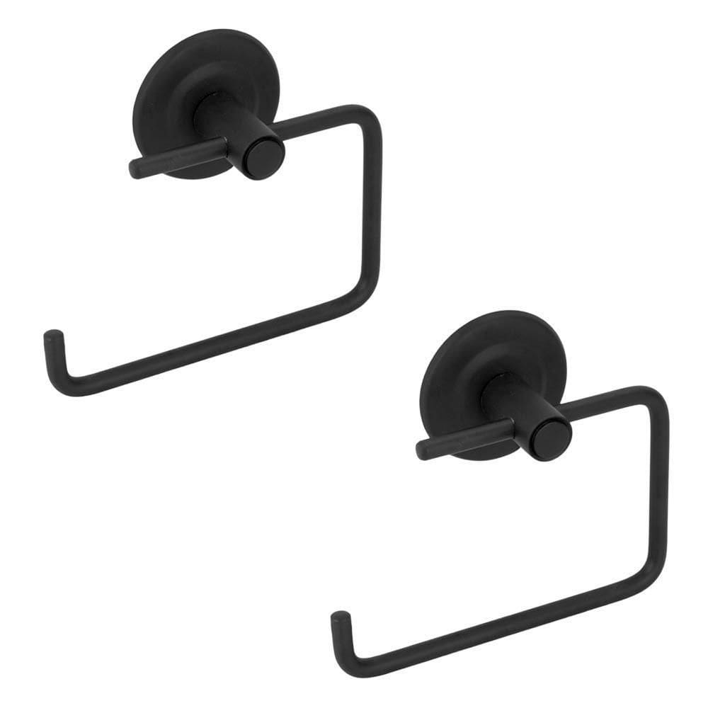 Kit 2 Porta Papel Higiênico Parede Banheiro Metal Inox Black