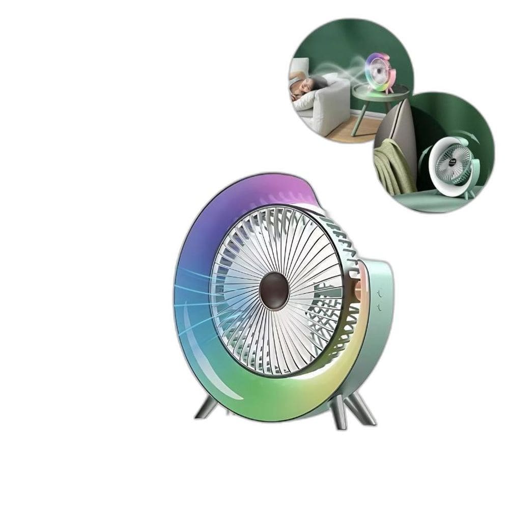 Ventilador Luminária Abajur De Mesa Com Led Colorido E Forte