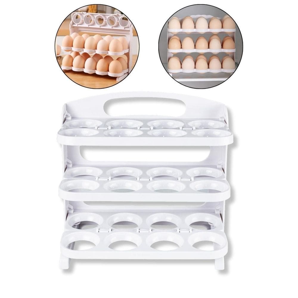 Porta 24 Ovos 3 Andares Branco Cozinha Geladeira Organizador