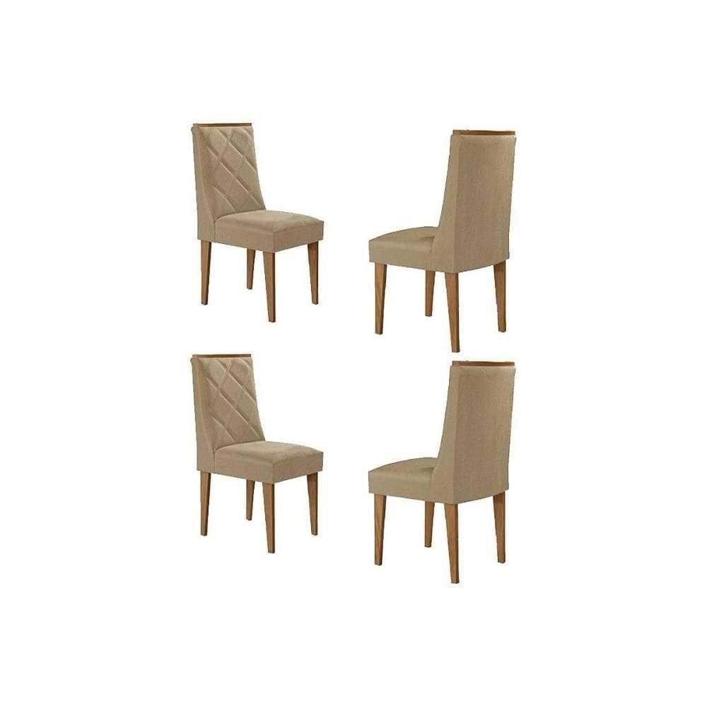 Kit 4 Cadeiras Sala Jantar Pietá 4 Un Naturalle-suede Creme - Rufato