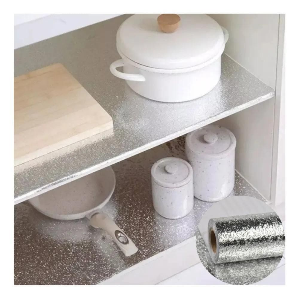 3X Papel Alumínio Adesivo Lavável Forrar Armário Gavetas 2M