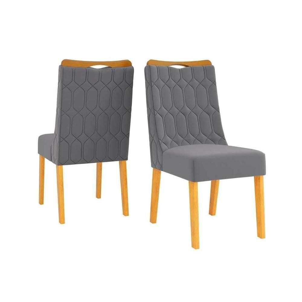 Kit 2 Cadeiras Sala Jantar Bia Cedro-suede Lunar Grafite - Dj Móveis