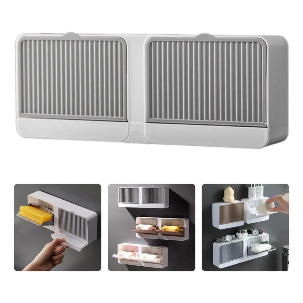 2X Saboneteira Dupla Adesiva Banheiro Porta Sabonete De Pare