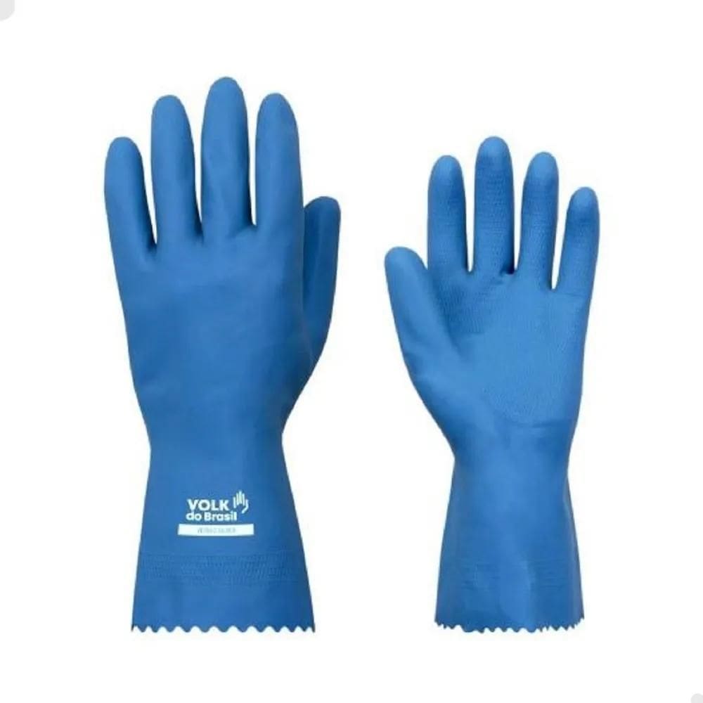 2X Luva Limpeza Pesada Latéx Verniz Silver Azul - Volk